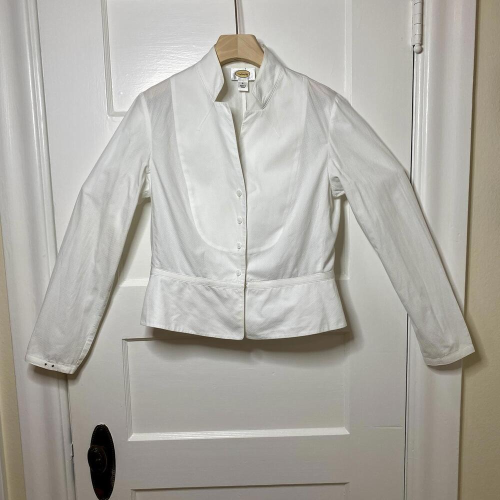 Talbots Button-Up Mock Neck Shirt Jacket Womens 8 Academia